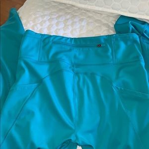 High waisted tummy control blue leggings